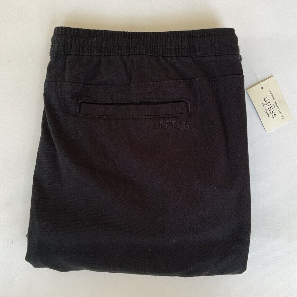 Guess Men’s Jogger Black Pants Crop Leg Elastic Waist & Ankle Size XL